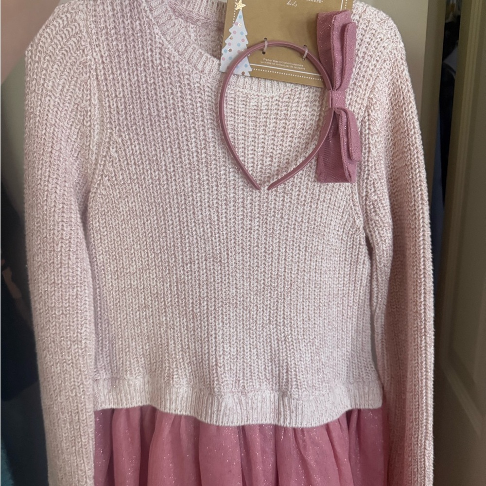 cupcakes & cashmere Pink Knit Dress with Headband